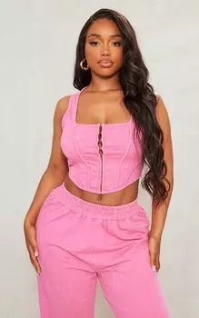 PrettyLittleThing Ярко-розовый топ без рукавов со швом на крючках и петлях Shape