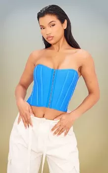 PrettyLittleThing Ярко-синий корсет с крючками и структурированными глазами
