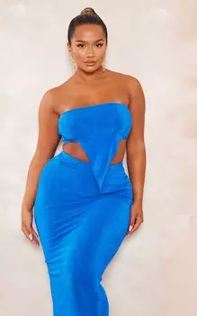 PrettyLittleThing Ярко-синий облегающий топ-бандо из ацетата Shape