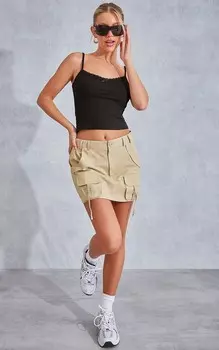 PrettyLittleThing Зеленая льняная мини-юбка карго с карманами-карманами