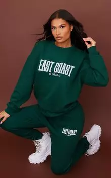 PrettyLittleThing Зелено-лесные джоггеры с манжетами и принтом