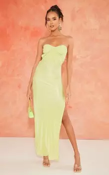 PrettyLittleThing Зеленое плиссированное платье-бандо на косточках Sage