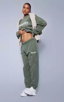 PrettyLittleThing Зеленые потертые джоггеры с надписью Los Angeles и надписью Los Angeles