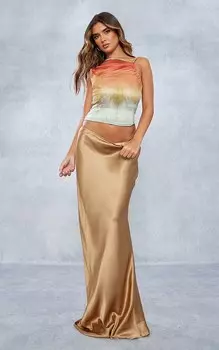 PrettyLittleThing Зеленый облегающий асимметричный длинный жилет со складками и животным принтом