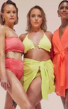 PrettyLittleThing Желтый цитрусовый мини-пляжный саронг с завязками сбоку