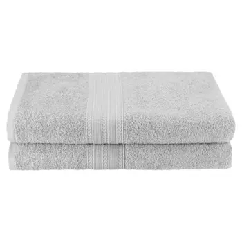 Превосходный экологически чистый хлопковый современный впитывающий комплект простыней для ванной из 2 предметов Superior, цвет Silver