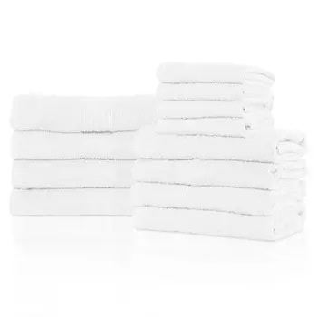 Превосходный экологически чистый хлопковый современный впитывающий набор полотенец кольцевого прядения из 12 предметов Superior, цвет White