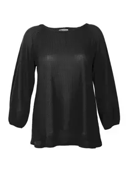 Причудливая блузка вафельной вязки Kiyonna, черный