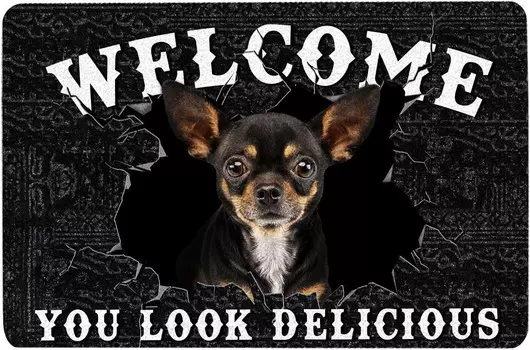Придверный коврик с чихуахуа MATLPATS 45х76 см, черный