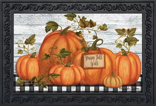 Придверный коврик с тыквами Briarwood Lane Happy Fall, оранжевый