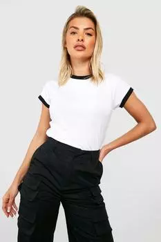 Приглашенная футболка ringer edge Boohoo, белый