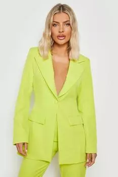Приглаженный пиджак с погруженным прилеаем Boohoo, лаймовый