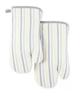 Прихватки в полоску с ромашками, 7 x 13 дюймов, 2 шт Martha Stewart, коричневый