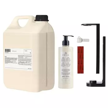 PRIJA Набор для ванной комнаты: черный держатель для бутылки, увлажняющий крем 380 мл + сменный блок 5 л