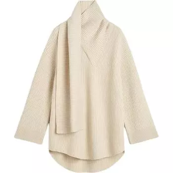 Прикрепленный шарф Свитер TOTEME, Ecru