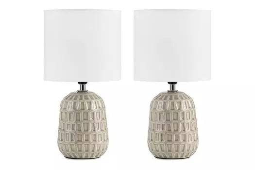 Прикроватная лампа Konsimo STANDI 2 шт., экрю, керамика/ткань, 31,5x16,5x11см, бежевый