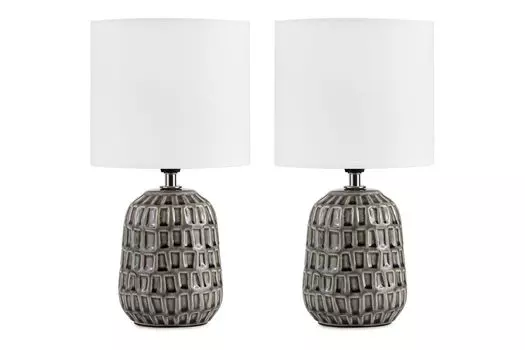 Прикроватная лампа Konsimo STANDI 2 шт., серый, керамика/ткань, 31,5x16,5x11см