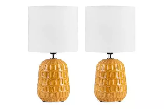 Прикроватная лампа Konsimo STANDI 2 шт., желтый, керамика/ткань, 31,5x16,5x11см