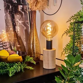 Прикроватная лампа »Montechiaro» из дерева/металла в натуральном/черном цвете hofstein