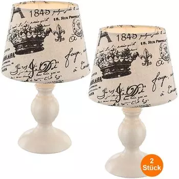 Прикроватная лампа, набор из 2 настольных ламп, винтажный черный, бежевый тканевый абажур для гостиной bmf-versand