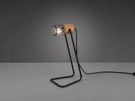 Прикроватная лампа промышленного дизайна, крутая сетчатая лампа для молодежной комнаты с деревянным основанием TRIO, черный