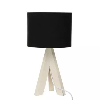 Прикроватная лампа скандинавское дерево GING черная ткань 17см круглая настольная лампа с низким уровнем бликов для спальни Licht-Erlebnisse, мультиколор