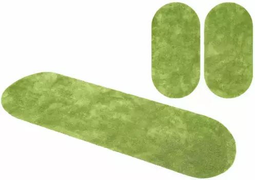 Прикроватные коврики Bruno Banani "Ковер Dana" из микрофибры, 70х140 см (2 шт.), 70х250 см (1 шт.), оливково-зеленый