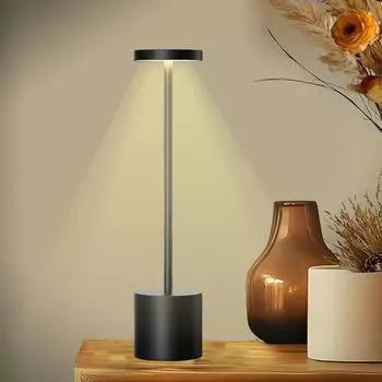 Прикроватные лампы, сенсорная функция, настольная лампа, 3 цвета света, настольная лампа на батарейках, светодиодная настольная лампа с плавной регулировкой яркости, металлическая прикроватная лампа frler, черный