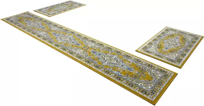 Прикроватный коврик "Восточный" короткий ворс 60х110 см (2 шт.), 60х320 см (1 шт.), цвет gelb