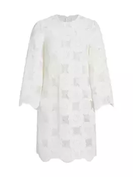 Прикрытое кружевное платье-туника Junie из гипюра Zimmermann, слоновая кость