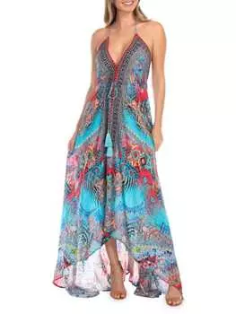 Прикрытое платье с вырезом халтер и принтом La Moda Clothing Ikat blossom
