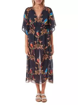 Прикрывающее платье миди с принтом Ranee's Navy multi