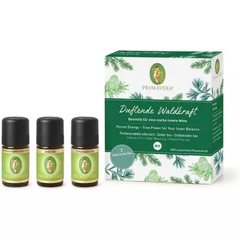 PRIMAVERA Эфирные масла для ароматерапии «Ароматная сила леса» Подарочная коробка 3 x 5 мл Сосна, кедр, ель Иглы - веганский коричневый
