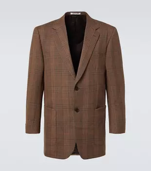 Принц Уэльский шерстяной блейзер Auralee, Brown Check