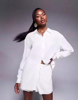 Принцесса Полли, льняной образ, свободная рубашка и шорты на завязках, полный комплект белого цвета Princess Polly