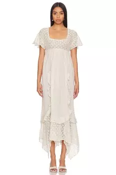Принесите романтическое платье миди Free People, цвет harbor fog