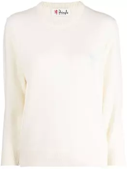 Pringle of Scotland джемпер из смесовой шерсти с вышитым логотипом, белый