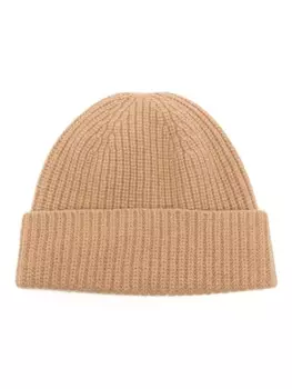 Pringle of Scotland шапка бини в рубчик, коричневый