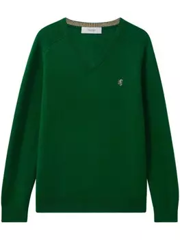 Pringle of Scotland шерстяной джемпер с v-образным вырезом, зеленый
