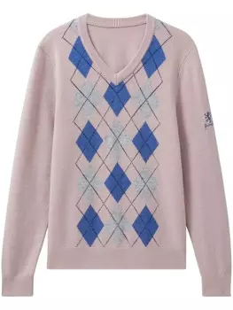 Pringle of Scotland свитер с v-образным вырезом и узором «аргайл», розовый