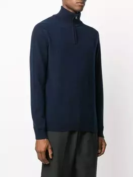 Pringle of Scotland свитер тонкой вязки с воротником на молнии, синий