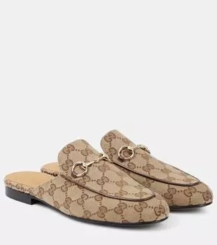 Принстаун GG тканевые мюли Gucci, Beige Ebony/N.Acero