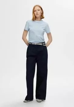 Принт футболки Gestreiftes Selected, светло-синий