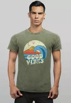 Принт футболки Welle Hippie Slogan Statement Neverless, оливковый