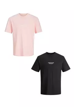 Принт на футболке 2-ER SET LOGO JORVESTERBRO Jack & Jones, светло-розовый