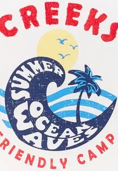 Принт на футболке American Inspiration Fashion Cool Easy Mit Kurzen rmeln Creeks, белый