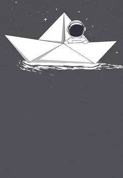 Принт на футболке Astronaut In Paper Boat watapparel, антрацит