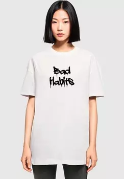 Принт на футболке BAD HABITS BOYFRIEND Merchcode, белый