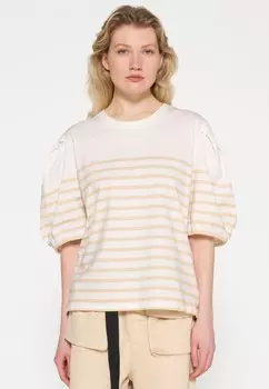 Принт на футболке BALLOON SLEEVE 10DAYS, бежевый