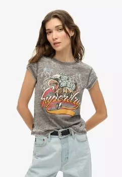 Принт на футболке BIKER ROCK GRAPHIC Superdry, черный